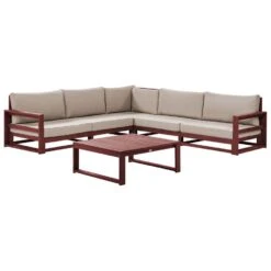 Beliani Loungeset TIMOR - Donkere Houtkleur Fsc® Gecertificeerd Acaciahout