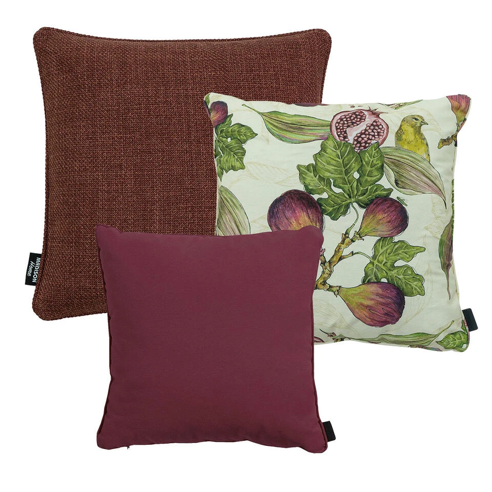 Madison Sierkussen Set Bordeaux - Jasmijn - 3 Stuks 3 Madison Sierkussen Set Bordeaux - Jasmijn - 3 Stuks