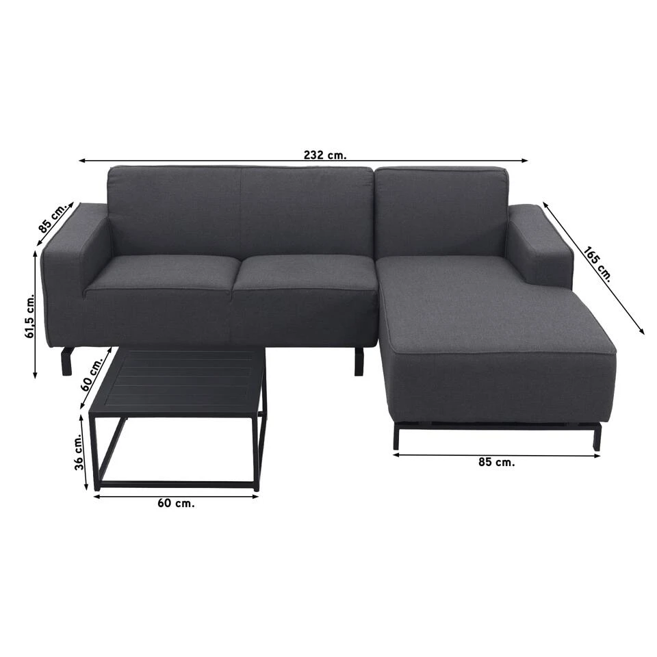 Boavista/Toronto Loungeset - Sooty - 3-delig - Links 4 Boavista/Toronto Loungeset - Sooty - 3-delig - Links - Afbeelding 2