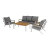 Donnan Loungeset Aluminium/bamboo - Aluminium - Wit -Populair Tuinmeubilair 1000094358