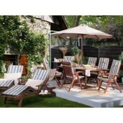 Beliani Tuinligstoel MARLBORO / JAVA / TOSCANA - Donkere Houtkleur Acaciahout -Populair Tuinmeubilair 1000096765 0103