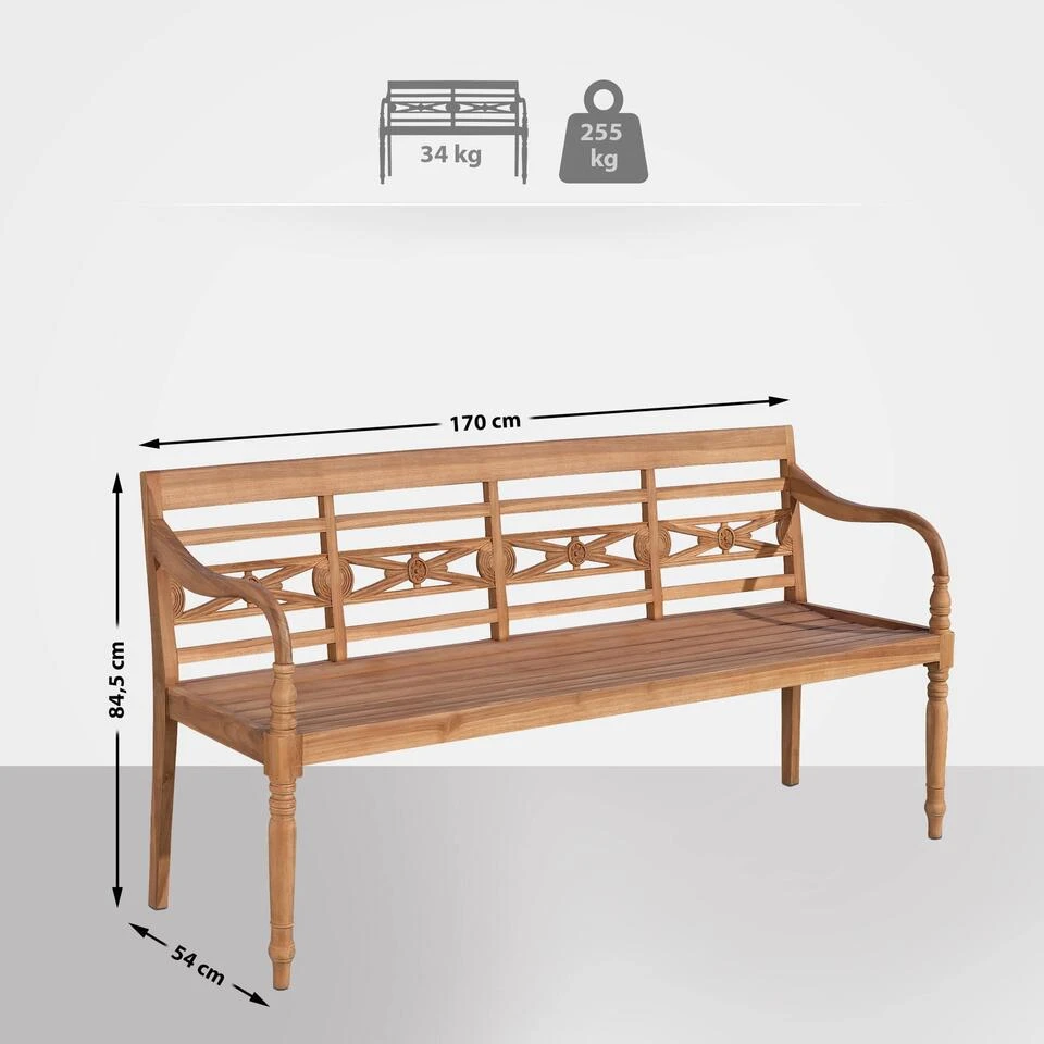 CLP Bank Maryland 170 Cm Teak 4 CLP Bank Maryland 170 Cm Teak - Afbeelding 2