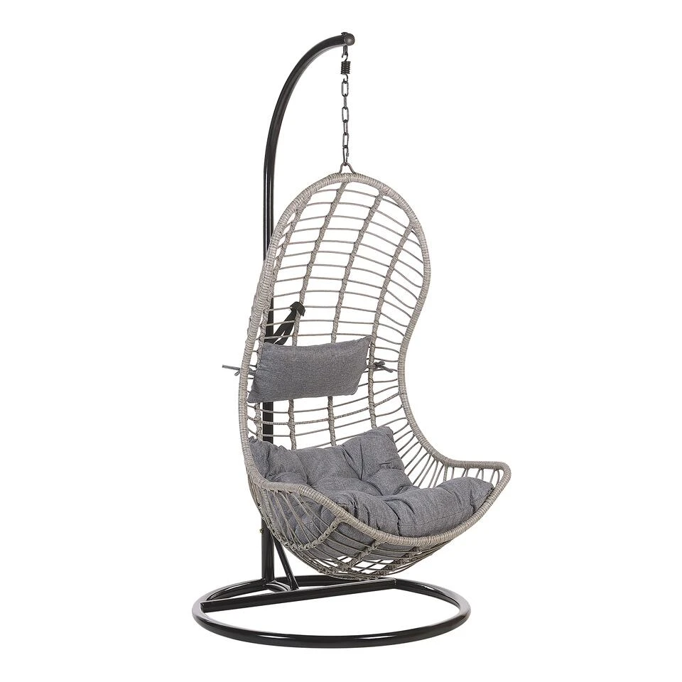 Beliani Hangstoel PINETO - Grijs Pe Rotan 3 Beliani Hangstoel PINETO - Grijs Pe Rotan