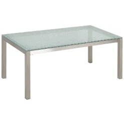 Beliani Eettafel GROSSETO - Transparant Veiligheidsglas, Rvs