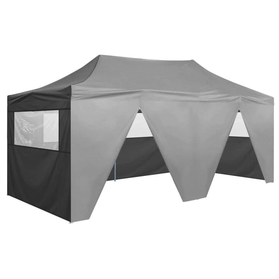 VidaXL Partytent Met 4 Zijwanden Inklapbaar 3x6 M Staal Antraciet 3 VidaXL Partytent Met 4 Zijwanden Inklapbaar 3x6 M Staal Antraciet