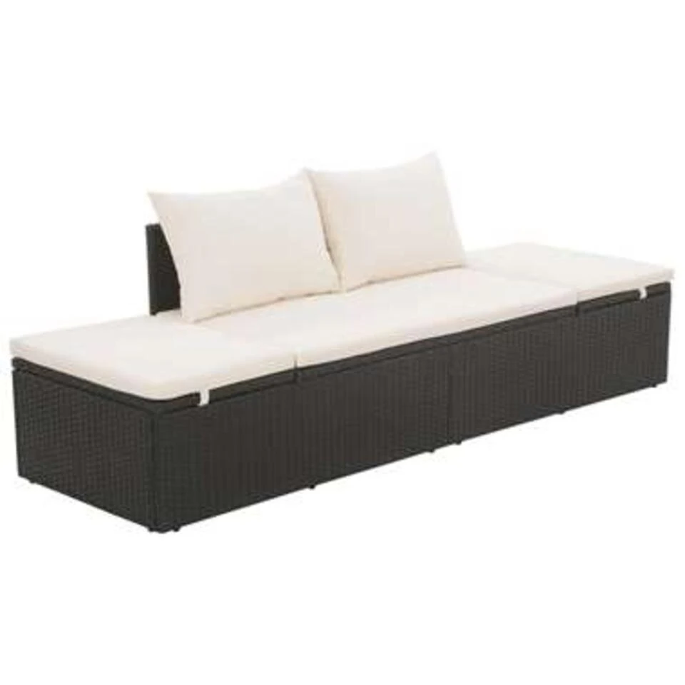 VidaXL Tuinbed 195x60 Cm Poly Rattan Zwart 3 VidaXL Tuinbed 195x60 Cm Poly Rattan Zwart