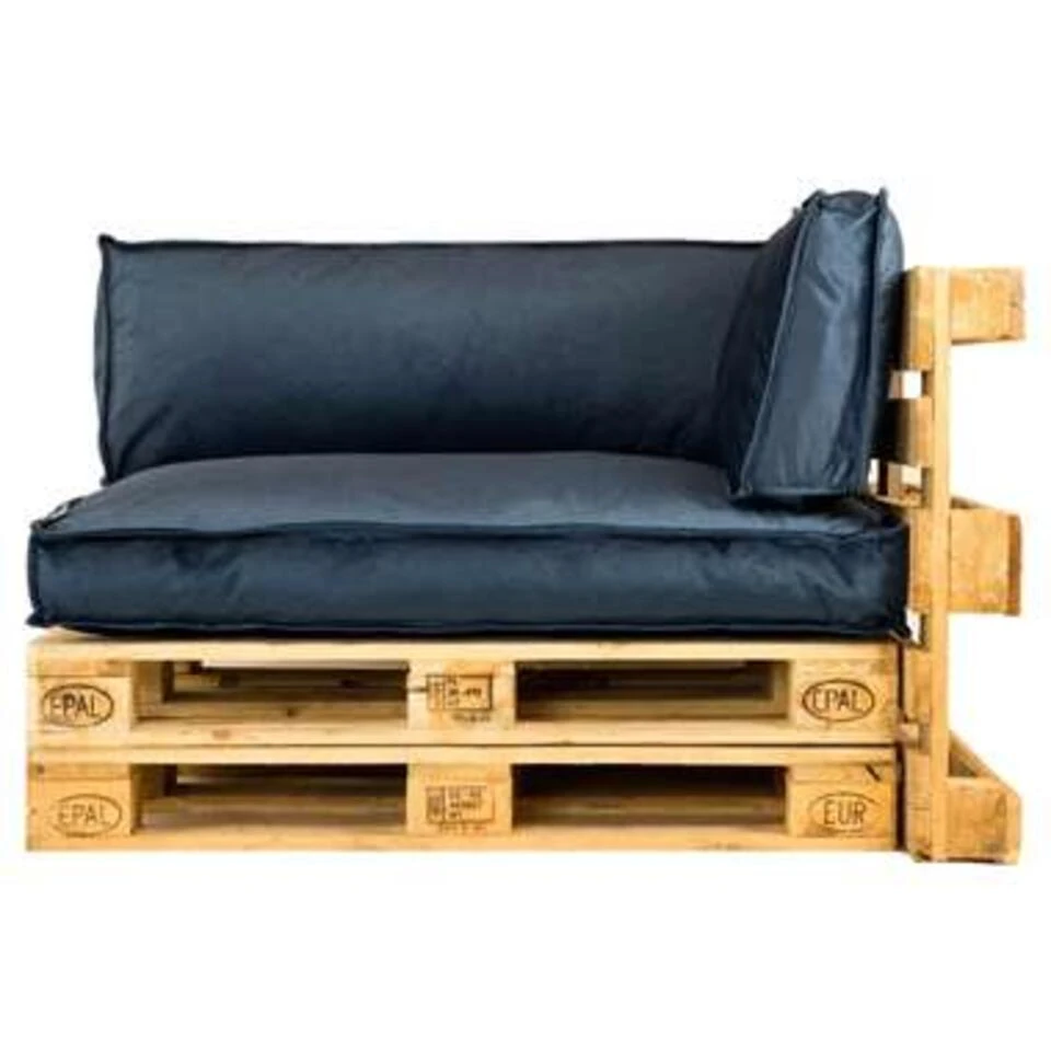 2L Home & Garden Palletkussen Velvet Donkerblauw - 60 X 40cm 5 2L Home & Garden Palletkussen Velvet Donkerblauw - 60 X 40cm - Afbeelding 3