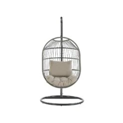 Beliani Hangstoel ALBA - Zwart Pe Rotan -Populair Tuinmeubilair 271472dcb940475fb0a70c6c385fb322