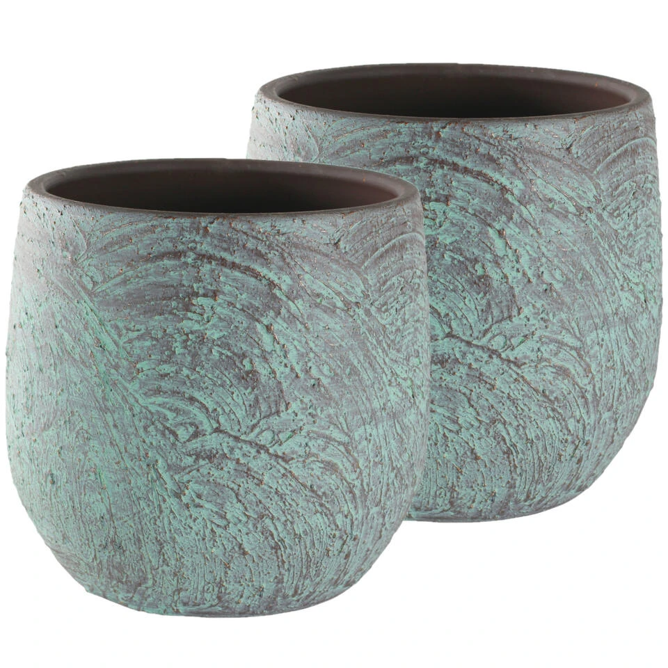 Steege Bloempot - Brons Met Groen - Antiek Look - 32 X 29 Cm 4 Steege Bloempot - Brons Met Groen - Antiek Look - 32 X 29 Cm - Afbeelding 2