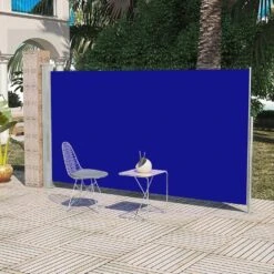VidaXL Wind-/zonnescherm Uittrekbaar 160x300 Cm Blauw -Populair Tuinmeubilair 3cc358c06e1d4dd38764998ac920cc17