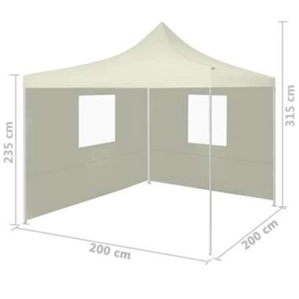 VidaXL Partytent Met 2 Zijwanden Inklapbaar 2x2 M Staal Crème 6 VidaXL Partytent Met 2 Zijwanden Inklapbaar 2x2 M Staal Crème - Afbeelding 4