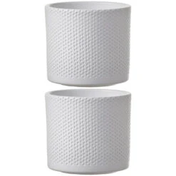 Mica Decorations Plantenpot - Wit - Relief - Keramiek - 15 X 13 Cm -Populair Tuinmeubilair 429571753f2d4b12aff0e58b5b19789b