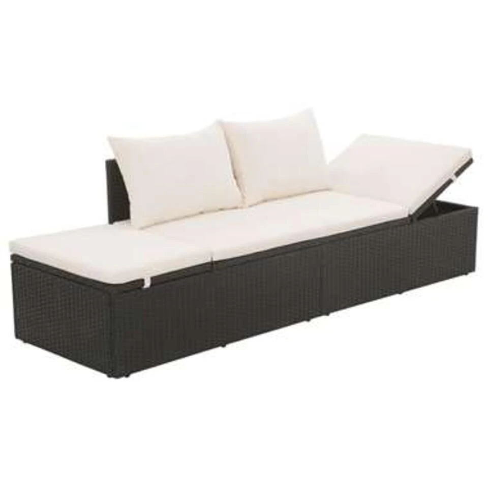 VidaXL Tuinbed 195x60 Cm Poly Rattan Zwart 5 VidaXL Tuinbed 195x60 Cm Poly Rattan Zwart - Afbeelding 3