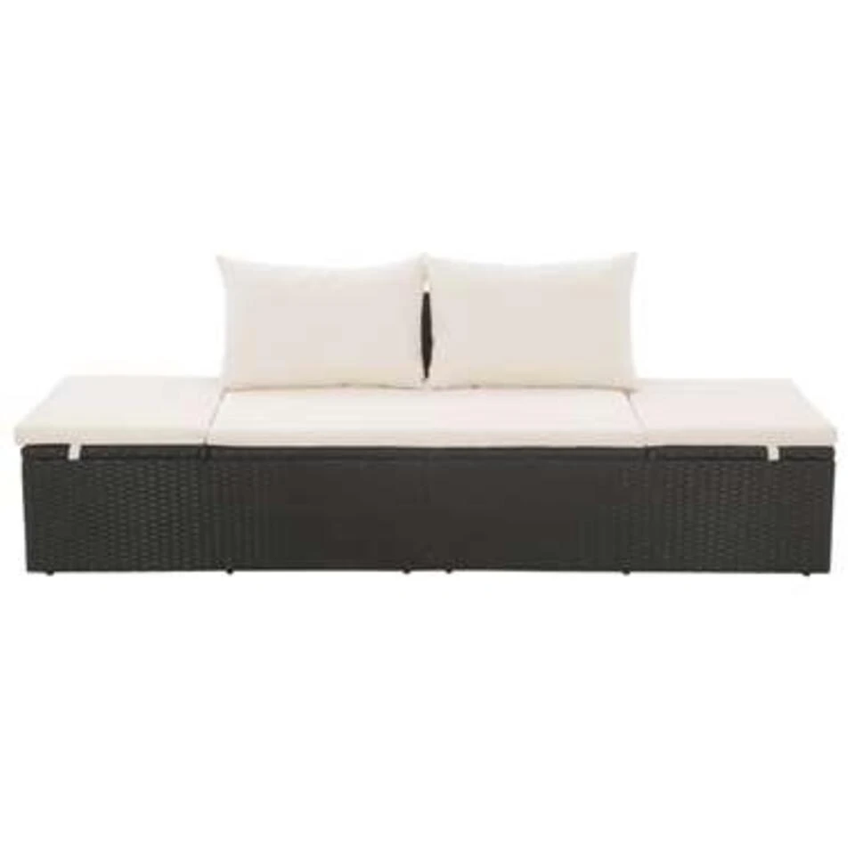 VidaXL Tuinbed 195x60 Cm Poly Rattan Zwart 4 VidaXL Tuinbed 195x60 Cm Poly Rattan Zwart - Afbeelding 2