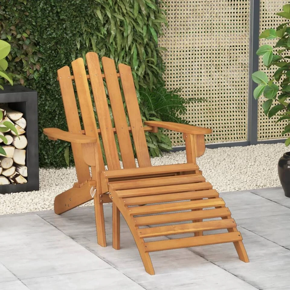 VidaXL Adirondack Tuinstoel Met Voetensteun Massief Acaciahout 4 VidaXL Adirondack Tuinstoel Met Voetensteun Massief Acaciahout - Afbeelding 2