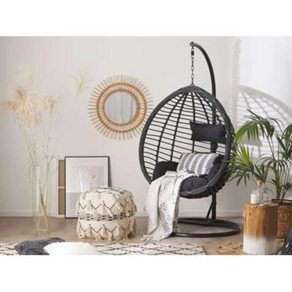 Beliani Hangstoel TOLLO - Zwart Pe Rotan 4 Beliani Hangstoel TOLLO - Zwart Pe Rotan - Afbeelding 2