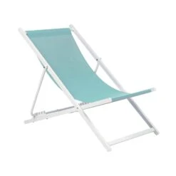 Beliani Tuinligstoel LOCRI II - Blauw Synthetisch Materiaal, Aluminium -Populair Tuinmeubilair 64766740f9b04044865129be82500f4c