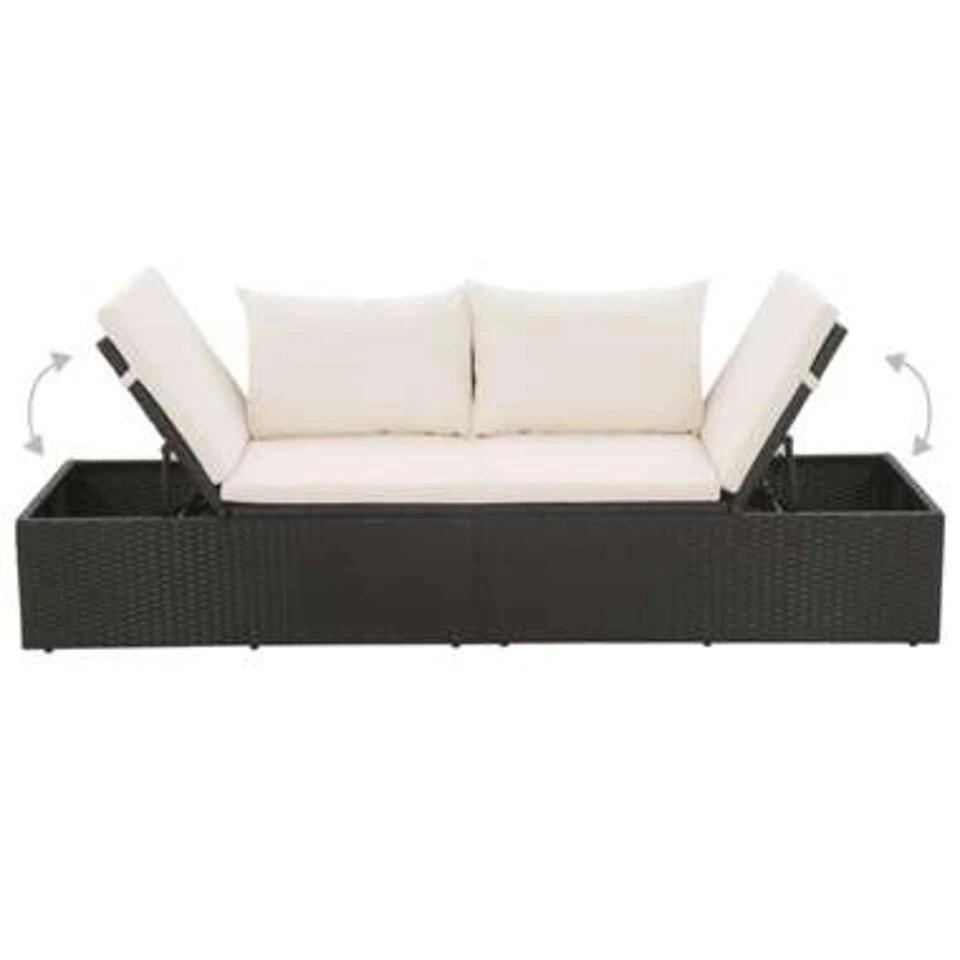 VidaXL Tuinbed 195x60 Cm Poly Rattan Zwart 6 VidaXL Tuinbed 195x60 Cm Poly Rattan Zwart - Afbeelding 4