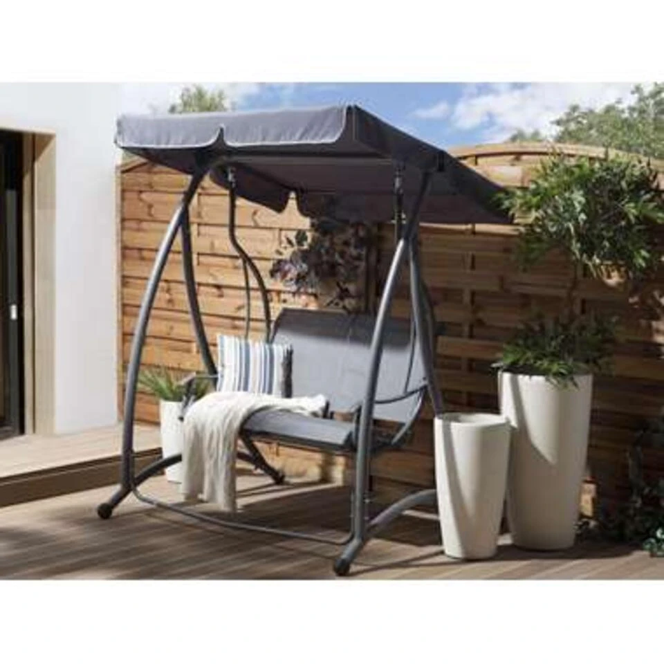 Beliani Schommelbank TESERO - Grijs Staal 4 Beliani Schommelbank TESERO - Grijs Staal - Afbeelding 2