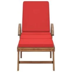 VidaXL Ligbed Met Kussen Massief Teakhout Rood -Populair Tuinmeubilair 80c2fc331ce0438595c1db2e96ff5375