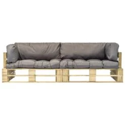 VidaXL 2-delige Loungeset Pallet Met Grijze Kussens Grenenhout -Populair Tuinmeubilair 965b2cebcd8e42b28bc77a9b5244791b