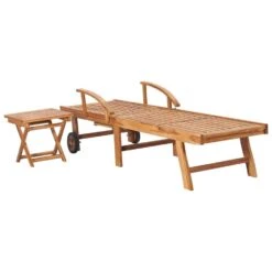 VidaXL Ligbedden 2 St Met Tafel Massief Teakhout -Populair Tuinmeubilair a3f1eff27d664b19884993c3ce715fa8