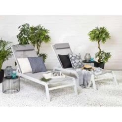 Beliani Tuinligstoel CATANIA - Grijs Polyester, Aluminium -Populair Tuinmeubilair af4cd7f1a4a644149a5449bf22279ba6