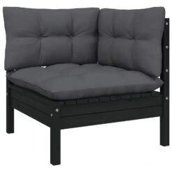 VidaXL 3-delige Loungeset Met Kussens Massief Grenenhout Zwart -Populair Tuinmeubilair b345249a615b4d5ba190966455db6563