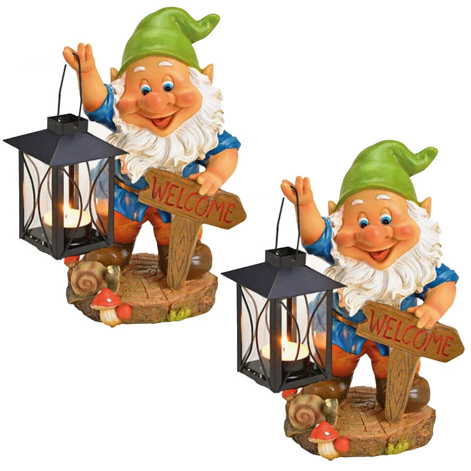 G. Wurm Tuinkabouter - Lantaarn - Welkom - Polystone - 26 Cm 4 G. Wurm Tuinkabouter - Lantaarn - Welkom - Polystone - 26 Cm - Afbeelding 2