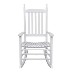 VidaXL Schommelstoel Met Gebogen Zitting Hout Wit -Populair Tuinmeubilair babc286272ac46eca07d055e360a7f38