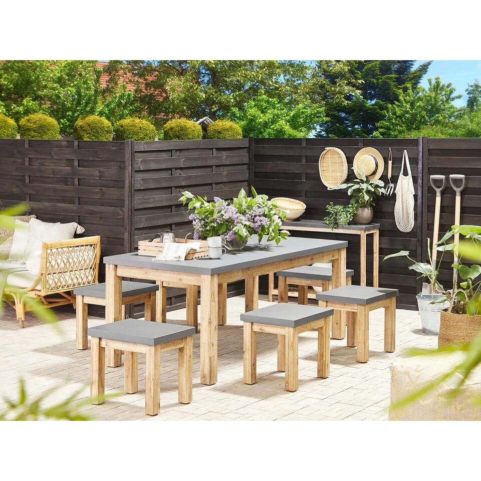 Beliani Tuinstoel OSTUNI - Grijs Vezelcement 6 Beliani Tuinstoel OSTUNI - Grijs Vezelcement - Afbeelding 4