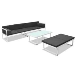 VidaXL 4-delige Loungeset Met Kussens Aluminium Zwart 7 VidaXL 4-delige Loungeset Met Kussens Aluminium Zwart -Populair Tuinmeubilair d547e7dda7af47899d8b8c239137f17e