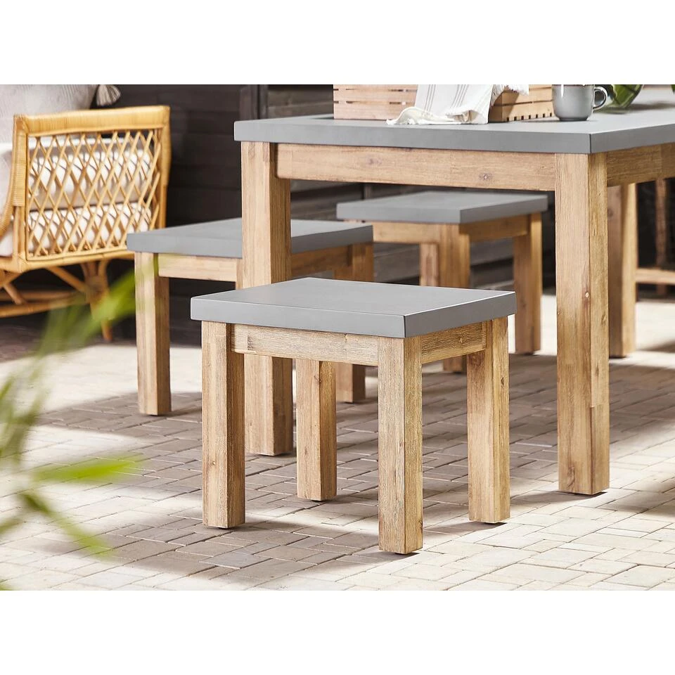 Beliani Tuinstoel OSTUNI - Grijs Vezelcement 4 Beliani Tuinstoel OSTUNI - Grijs Vezelcement - Afbeelding 2