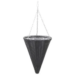 VidaXL Bloemenmanden Hangend 2 St Poly Rattan Zwart -Populair Tuinmeubilair f05cc43110e84b4b84415d1d7385a843