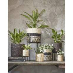 Mica Decorations Bloempot - Rotan - Zwart - Jute - 16 X 16 Cm 7 Mica Decorations Bloempot - Rotan - Zwart - Jute - 16 X 16 Cm -Populair Tuinmeubilair fa91e50b8cdc498382186d287c90f3c9