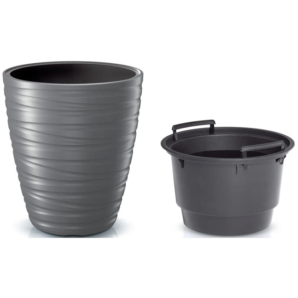 Prosperplast Plantenpot Amazing - Kunststof - Steengrijs - D37 Cm 4 Prosperplast Plantenpot Amazing - Kunststof - Steengrijs - D37 Cm - Afbeelding 2